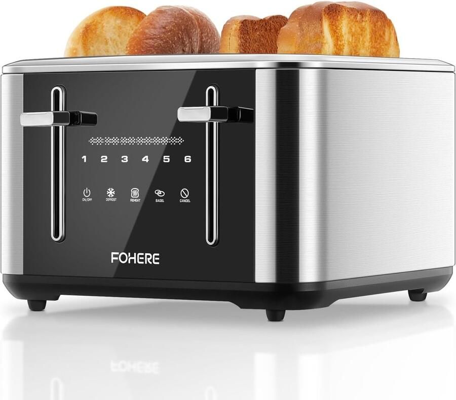 Broodrooster Zilver 4 Sleuven Roestvrij Staal Voor Brood en Bagels