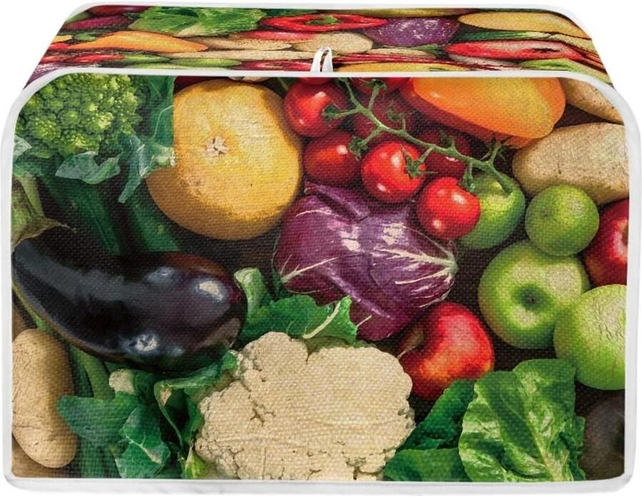 Broodroosterhoes Deksel Broodrooster Keuken Beschermen Gewatteerde Structuur 20 x 30 x 30 cm Groente- en fruitpatroon