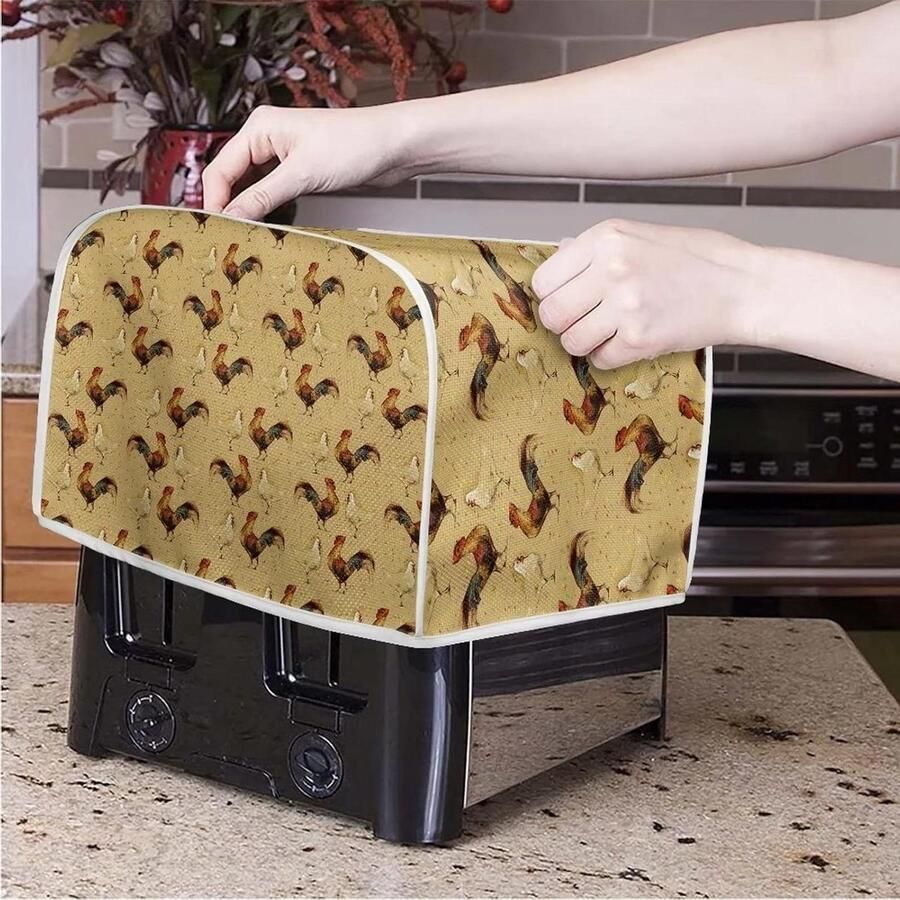 Broodroosterhoes Kip Patroon Broodrooster Deksel Keuken Beschermen Wasbaar Polyester Stof 315x27x21cm Rood