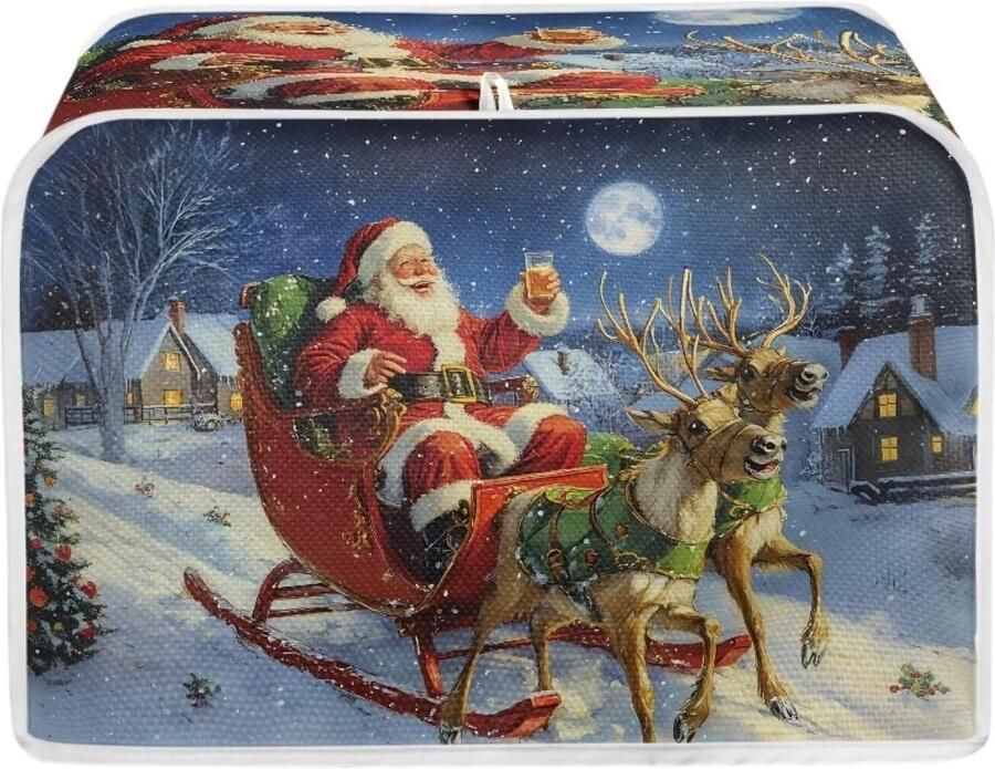Broodroosterhoes Stofkap Broodrooster Keukenbescherming Vingerafdrukbestendig 29x20x19 cm Kerst Santa Eland