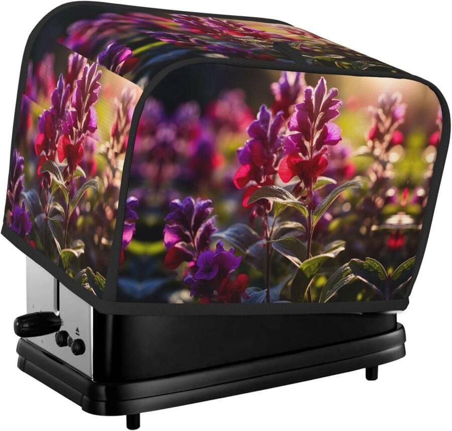 Broodroosterhoes Wasbaar Keukenmachine Cover Keuken Apparaat Bloemenbladeren Design 11.4 x 7.9 Inch Zwart