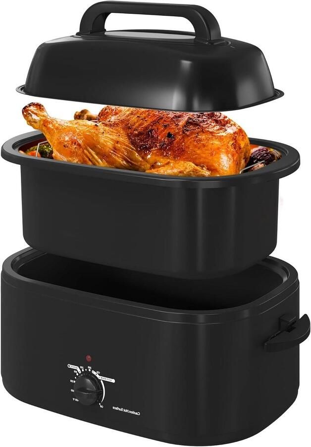 Broodroosteroven Oven Keukenoven Veelzijdig Koken Zelfdraaiend Deksel 24 liter Zwart