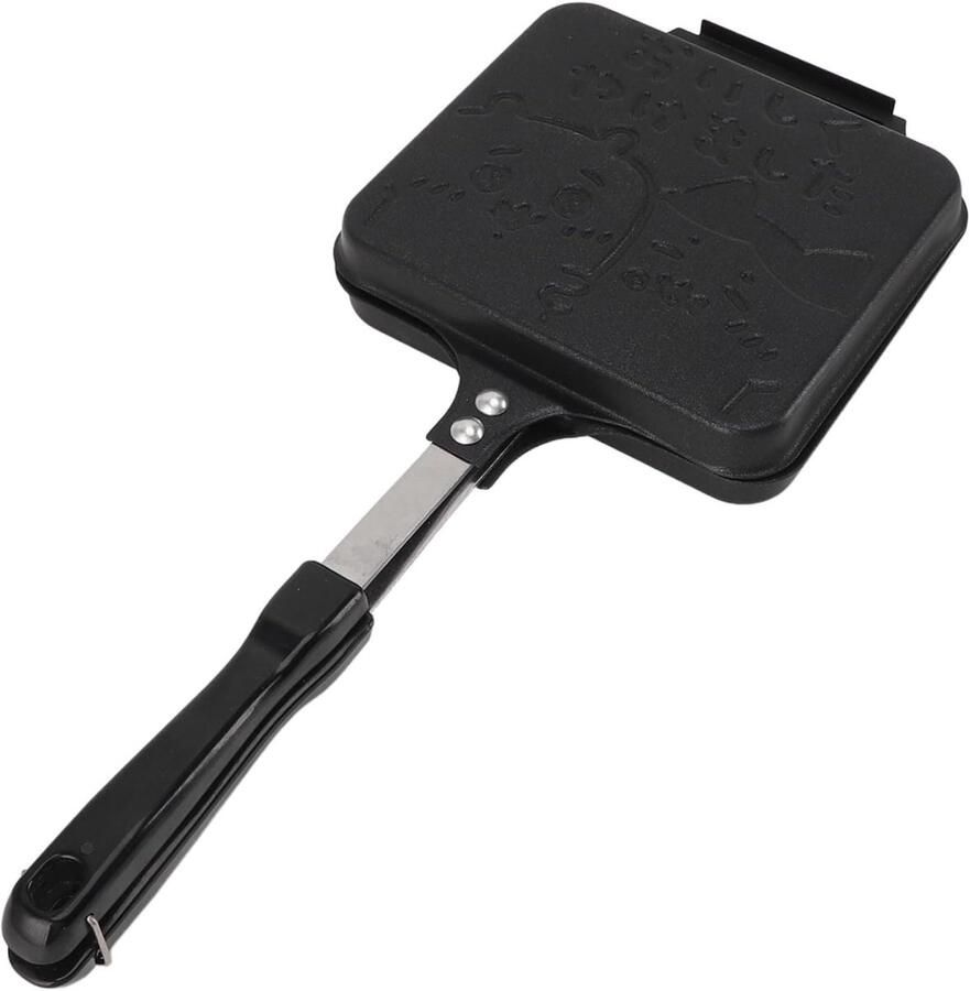 Broodroosterpan Sandwichmaker Pan Ontbijt Maken Dubbelzijdig Antiaanbak Aluminiumlegering Zwart