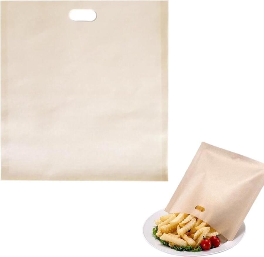 Broodroosterzakken Herbruikbaar Toastzakken Wasbaar Sandwiches Grillen Anti-aanbak Laag 16 x 165 cm Grijs