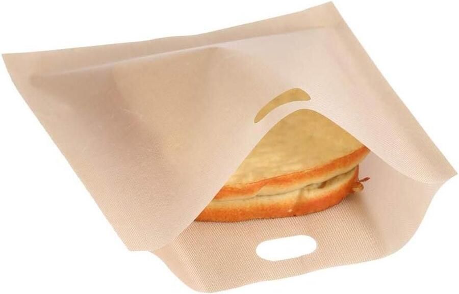 Broodroosterzakken Sandwichzakken Tosti Snel Lunchen Niet-klevend Materiaal 16x16.5 cm Wit