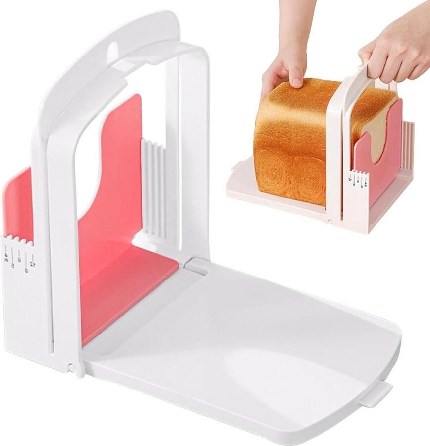 Broodschaaf Broodsnijder Slicer Brood Snijden Verstelbare Snijgeleiders 22.5 x 15 x 19 cm Wit