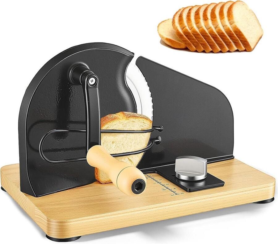 Broodschaaf Handmatig Broodsnijder Gelijkmatige Plakken Verstelbare Dikte Tot 2.3 cm Zwart