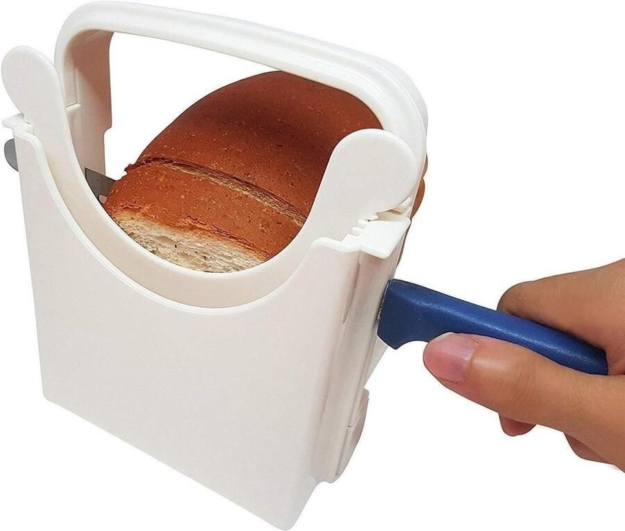 Broodschaaf Hulpstuk Broodsnijder Instelbaar Gelijkmatig Brood Snijden Opvouwbaar en Antislip 5 Diktes Instelbaar Grijs