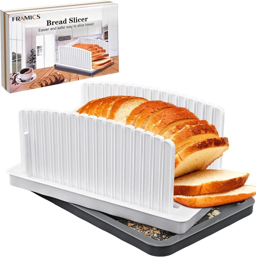 Broodschaaf met lade Broodsnijder Zelf brood snijden Verstelbare breedte 33.5 cm Wit