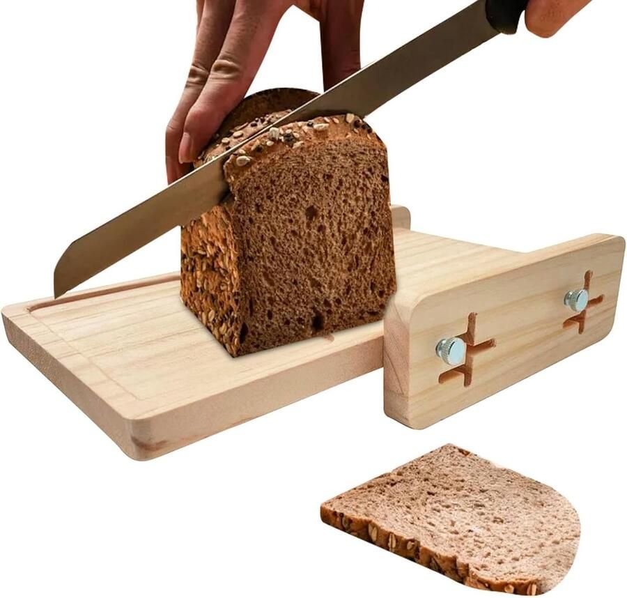 Broodsjijder Hout Snijhulp Gelijkmatig Snijden Verstelbare Gids 27x18x6 cm Bruin