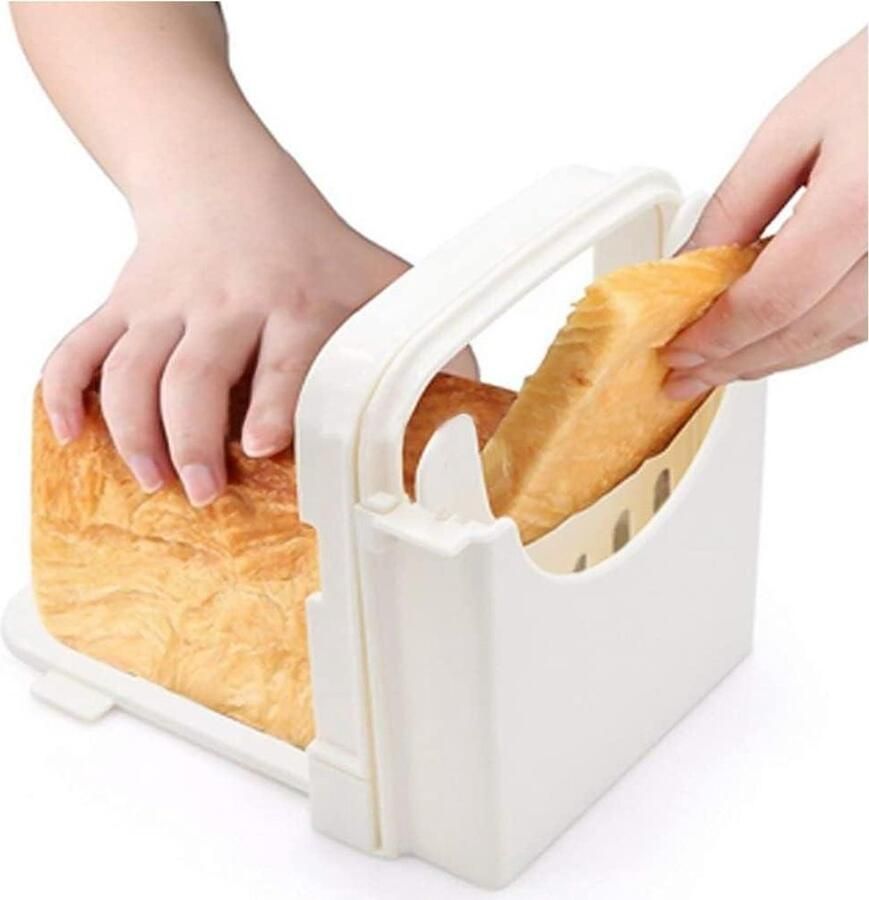 Broodslicer Opvouwbaar Snijmal Toast Brood Snijden Verstelbare Dikte 17 x 14 cm Wit