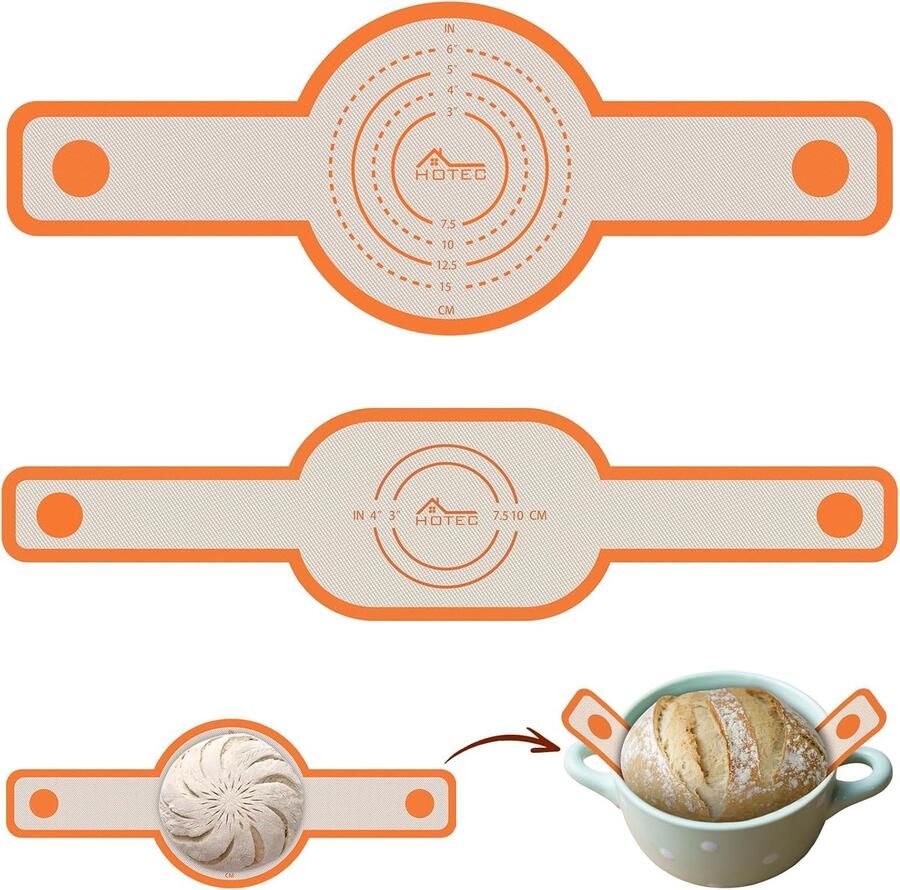 Broodslinger voor Dutch Oven Broodlifter Bakmat Brood Bakken Extra Lange Handgrepen 2 stuks Oranje
