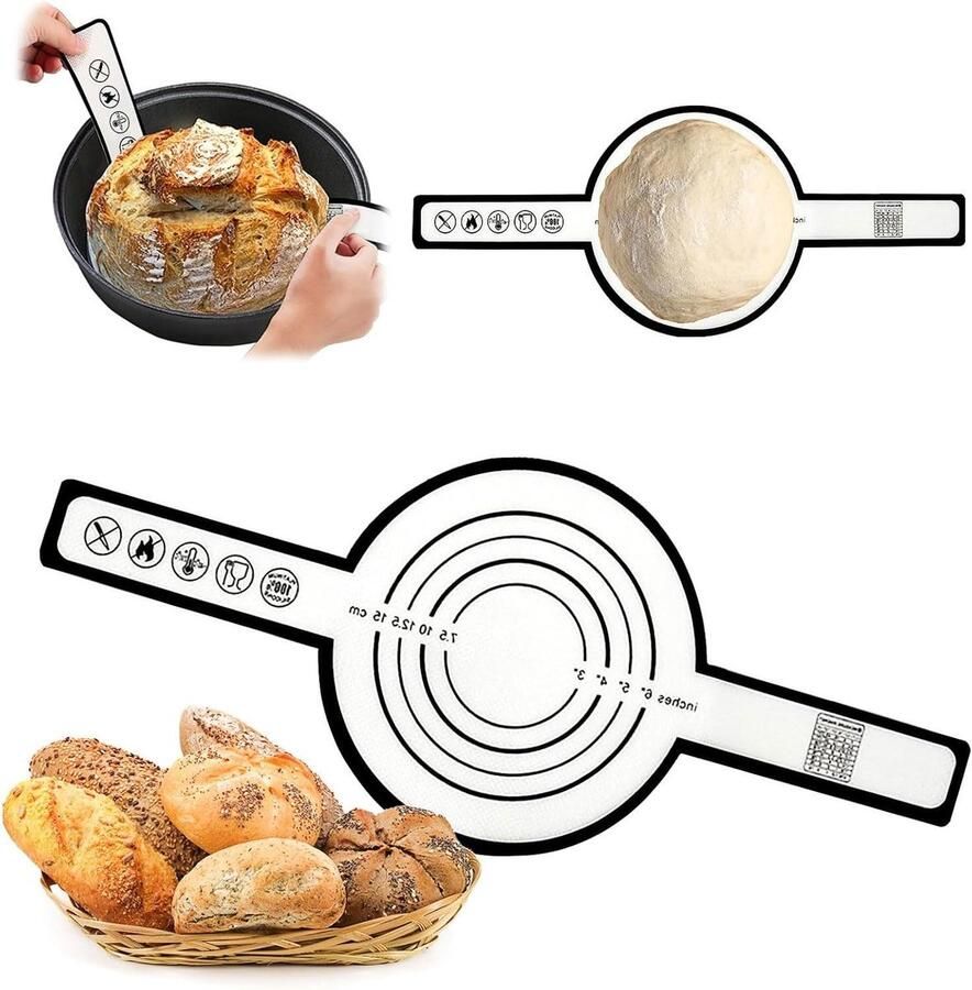Broodslinger Zuurdesemmat Bakmat Brood Bakken Lange Handgrepen 53 x 21 cm Zwart