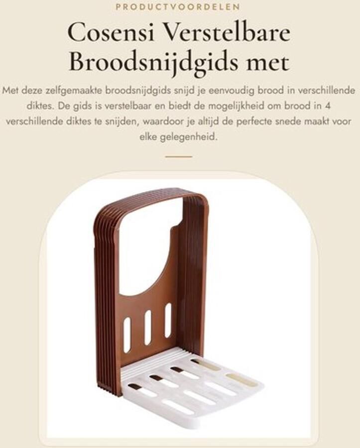 Broodsnijdende Gids Verstelbaar Opvouwbaar Rubber Voetjes Snijden in 4 Dikten Royale Snijoppervlak Temperatuurbestendig Toastsnijder