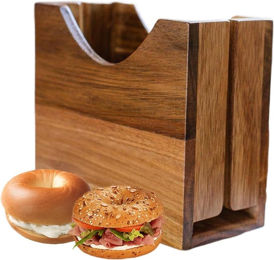 Broodsnijder Bagel Snijder Gelijkmatig Snijden Opvouwbaar Ontwerp 15.6 cm Houtkleur