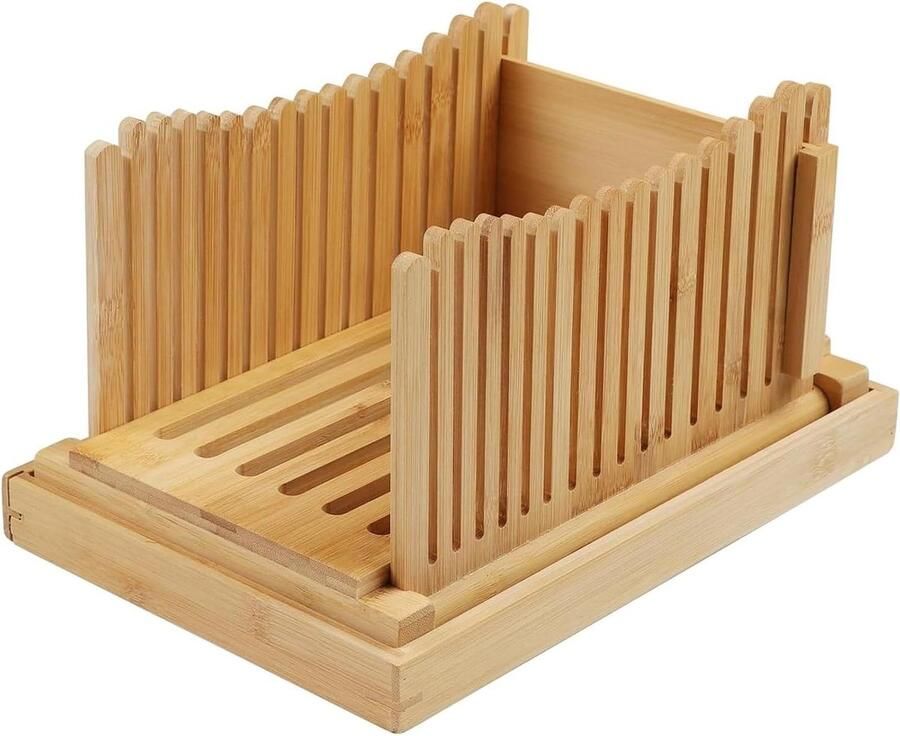 Broodsnijder Bamboe Broodschaafmachine Zelfgebakken Brood Snijden Inclusief Kruimellade 3 Maten Instelbaar Bruin