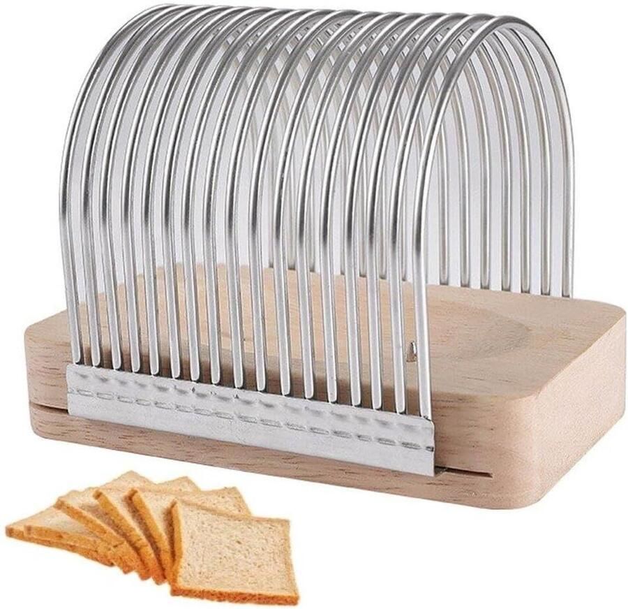 Broodsnijder Brood snijhulp Zelf brood snijden Gelijkmatige sneden 14 cm lengte Zilverkleurig