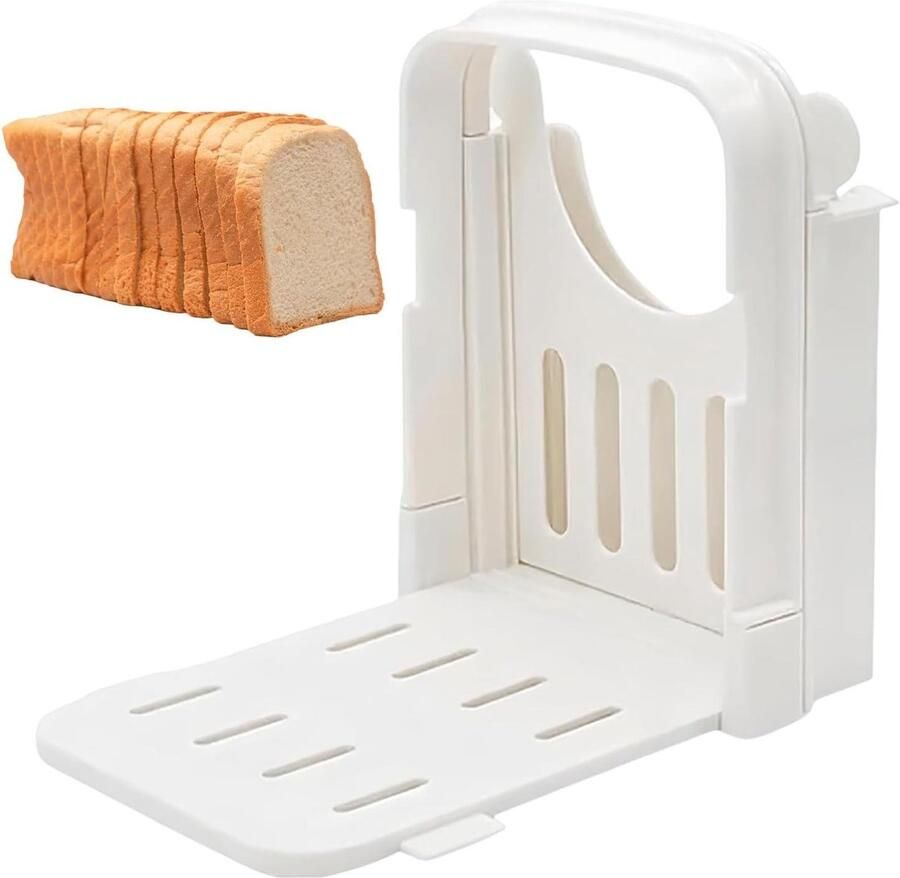 Broodsnijder Broodplank Snijder Gelijkmatig Brood Snijden Inklapbaar en Compact 16x14 cm Wit
