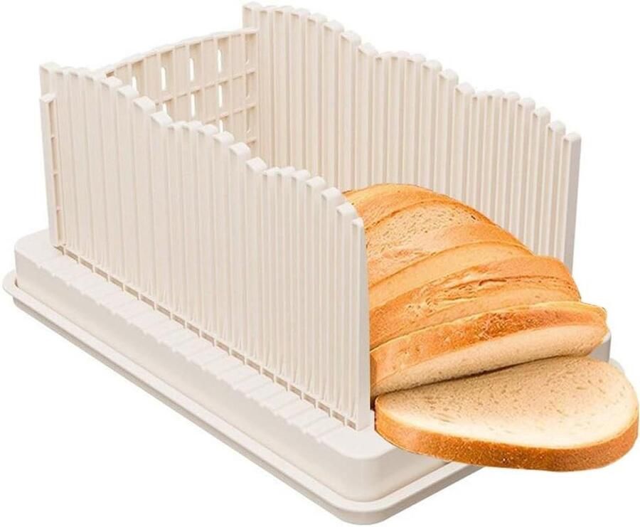 Broodsnijder Broodplank Snijder Gelijkmatig Brood Snijden Verstelbare Breedte 36 x 22 x 17 cm Wit