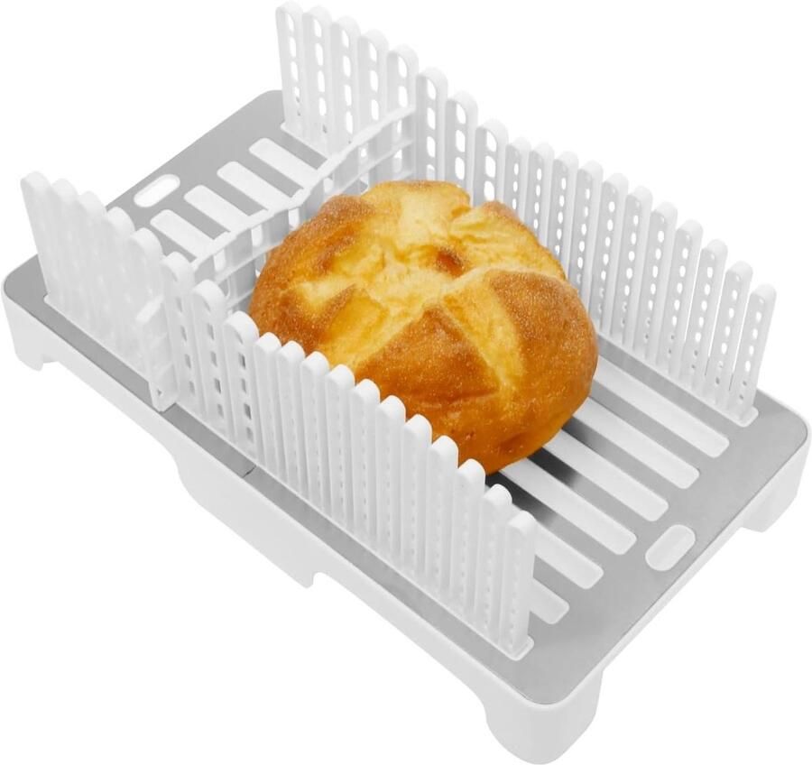 Broodsnijder Broodplank Toastsnijder Gelijkmatig Brood Snijden Verstelbare Breedte 34 x 195 x 14 cm Wit