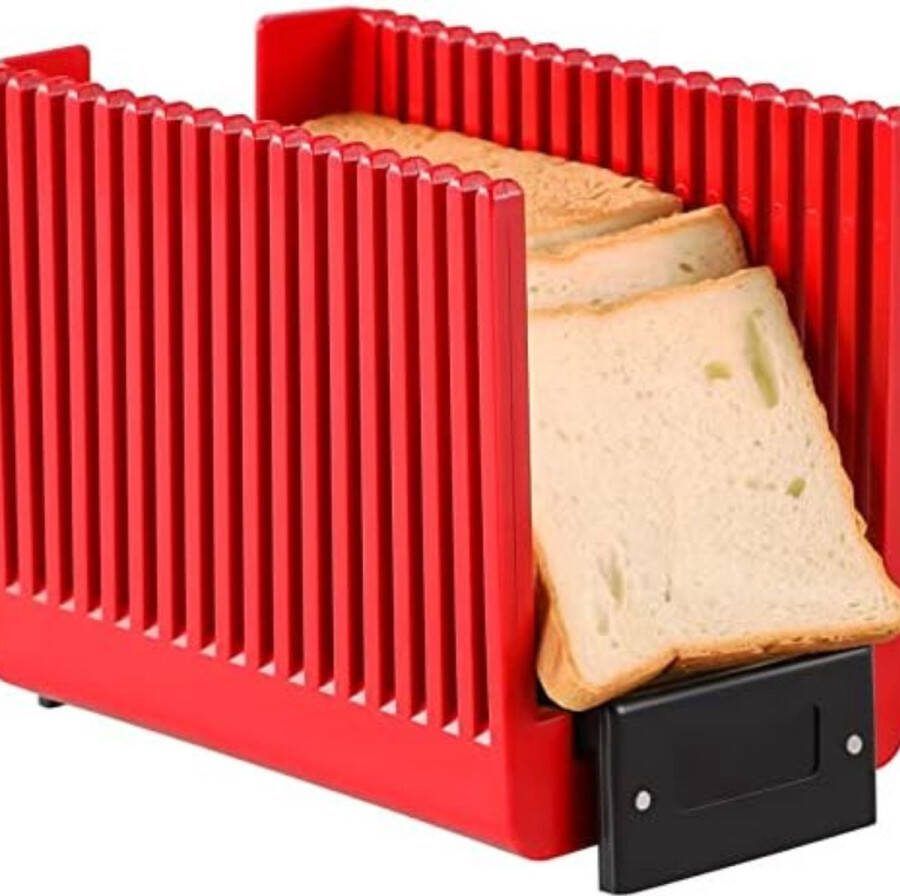 Opvouwbare en compacte handmatige broodsnijder BPA-vrij voor zelfgebakken brood en bagels in rood Bread Slicer