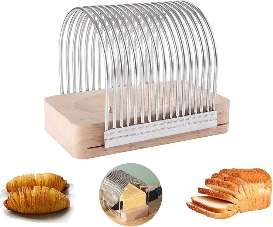 Broodsnijder Keukengereedschap Gelijkmatig Snijden Verstelbare Dikte 14 x 10.5 cm Zilverkleurig
