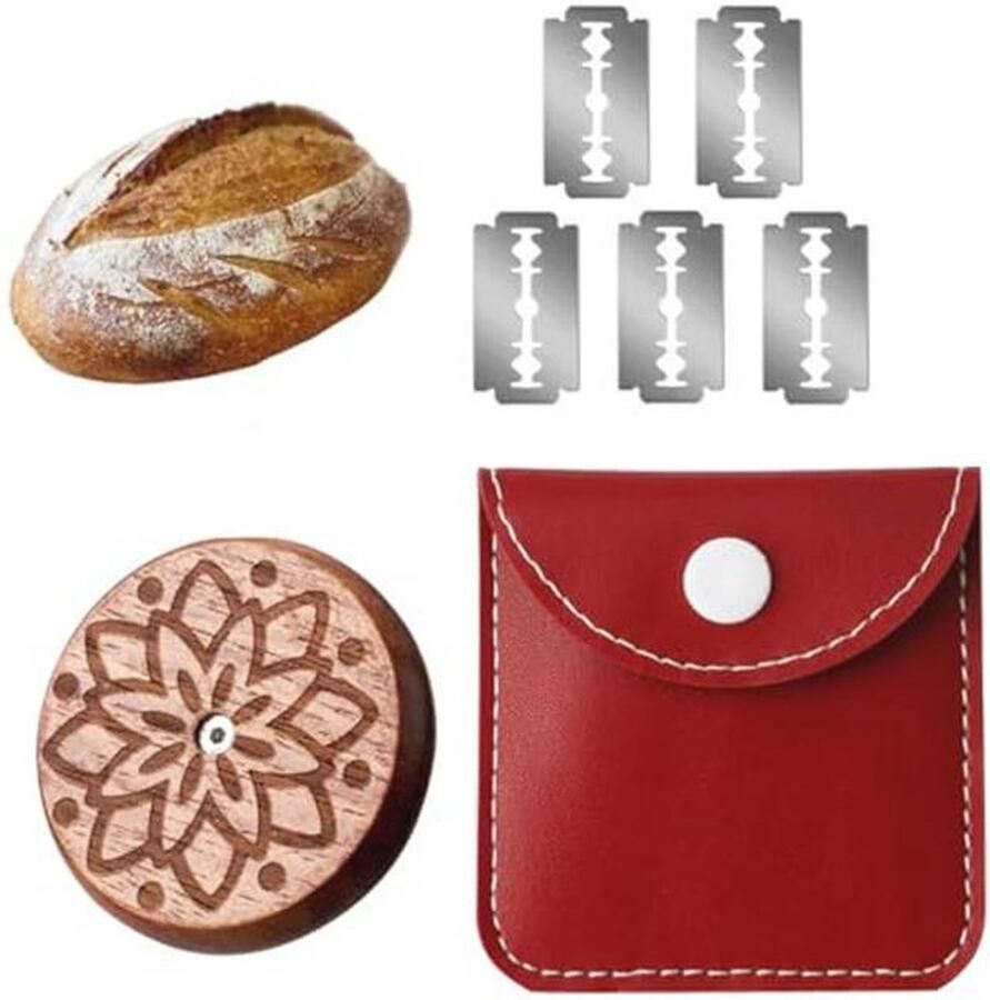 Broodsnijder met 5 Scheermessen en Opbergtas Professioneel Deeg Snijgereedschap