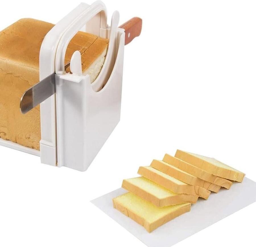 Broodsnijder Sandwichmaker Toastsnijder Gelijkmatig Brood Snijden Verstelbare Dikte Tot 160mm Hoog Wit