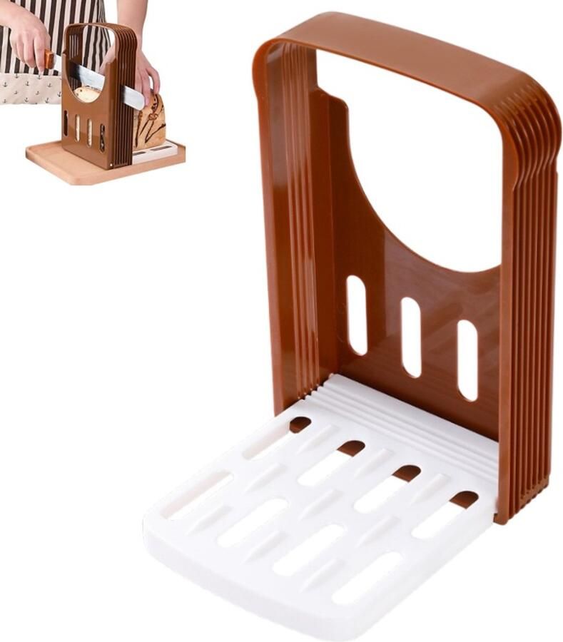 Broodsnijder Toastsnijder Opvouwbaar Bakgereedschap Keukengereedschap Geschikt voor het snijden van soorten brood Bruin 14 3*16*22 3 cm