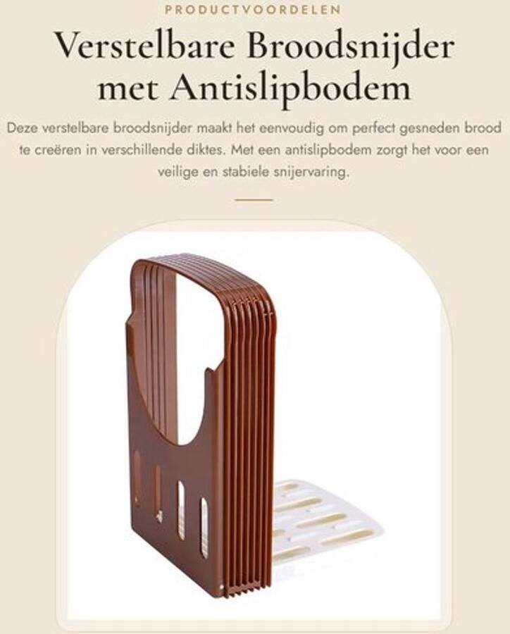 Broodsnijder Verstelbaar 4 Diktegeleiders Antislipbodem Opvouwbaar Hoogwaardig ABS Temperatuurbestendig Snijden van Brood Ham Kaas Groenten Broodsnijmachine