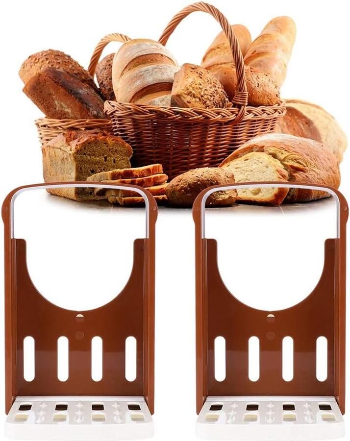 Broodsnijder Verstelbaar Toastsnijder Bagelsnijder Gelijkmatig Snijden Opvouwbaar Ontwerp 4 Sneebreedtes Koffie