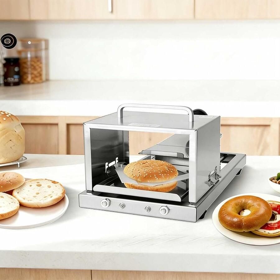 Broodsnijmachine Bagel snijder Gelijkmatig snijden 4 dikte instellingen 41x20.5x19 cm Zilver