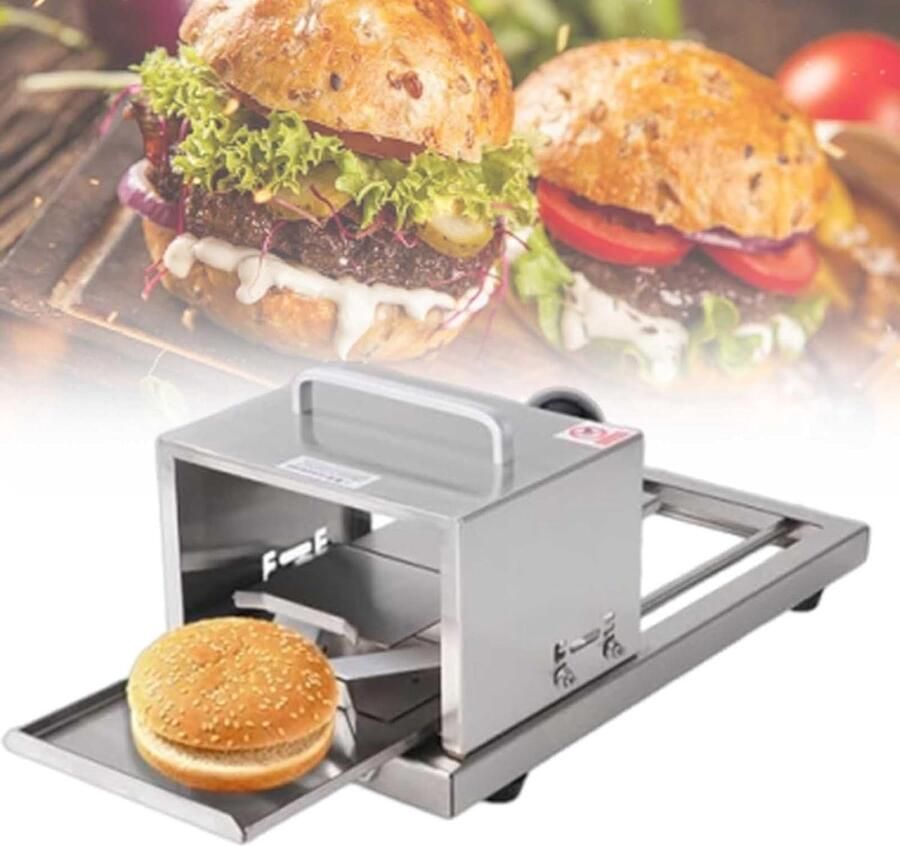 Broodsnijmachine Bagel Snijder Gelijkmatig Snijden Verstelbare Dikte 41x20.5x19 cm Zilver
