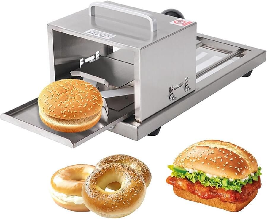 Broodsnijmachine Bagel snijder Gelijkmatig snijden Verstelbare dikte 41x20.5x19cm Zilver