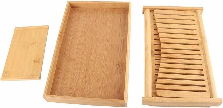 Broodsnijmachine Bamboe Broodsnijgids Kruimellade Gelijkmatig Snijden Opvouwbaar Compact Ontwerp 33x22x6 cm Natuurlijk Bamboe