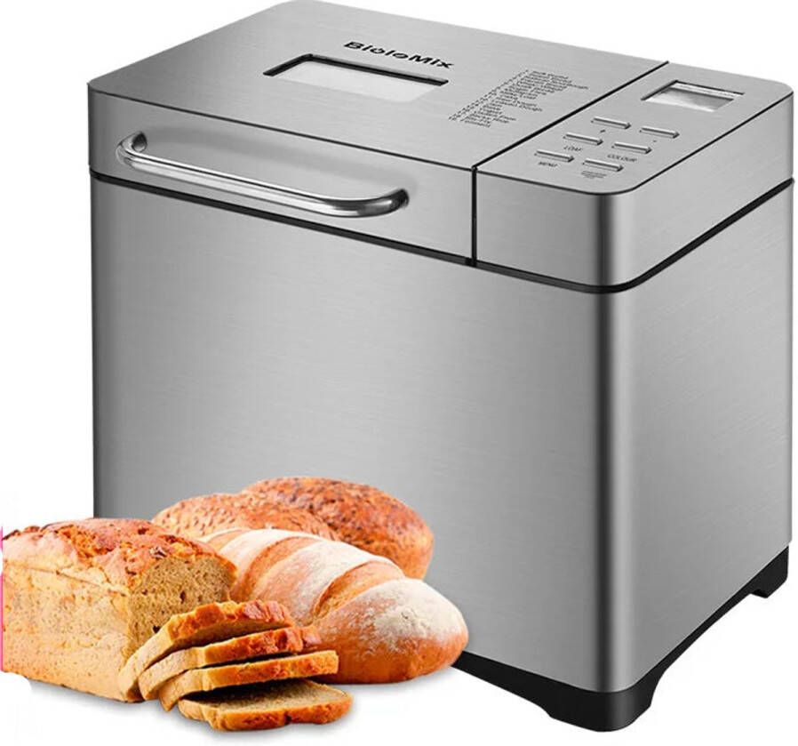 Broodsnijmachine Broodbakmachine Automatische Broodbakmachine 19-in-1 650W 1KG Inclusief Fruit & Notendispenser