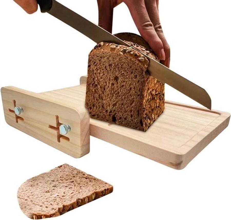 Broodsnijmachine Broodsnijder Gelijkmatig Brood Snijden Verstelbare Snijsleuf 27x18x6 cm Houtkleur