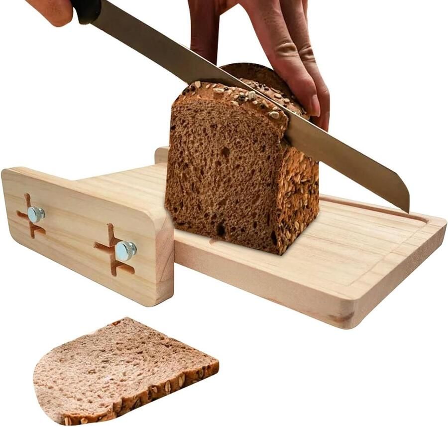 Broodsnijmachine Broodsnijder Gelijkmatig Brood Snijden Verstelbare Snijsleuf 27x18x6 cm Houtkleur