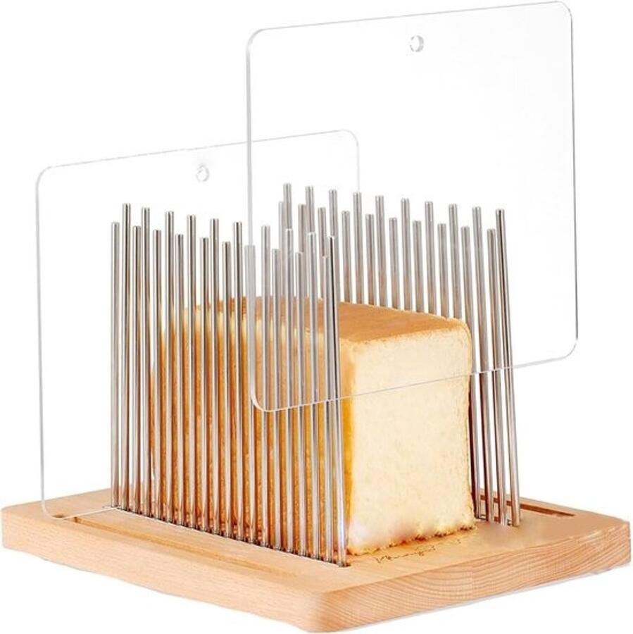 Broodsnijmachine Broodsnijder Gelijkmatig Snijden Verstelbare Geleider 25x17 cm Houtkleurig
