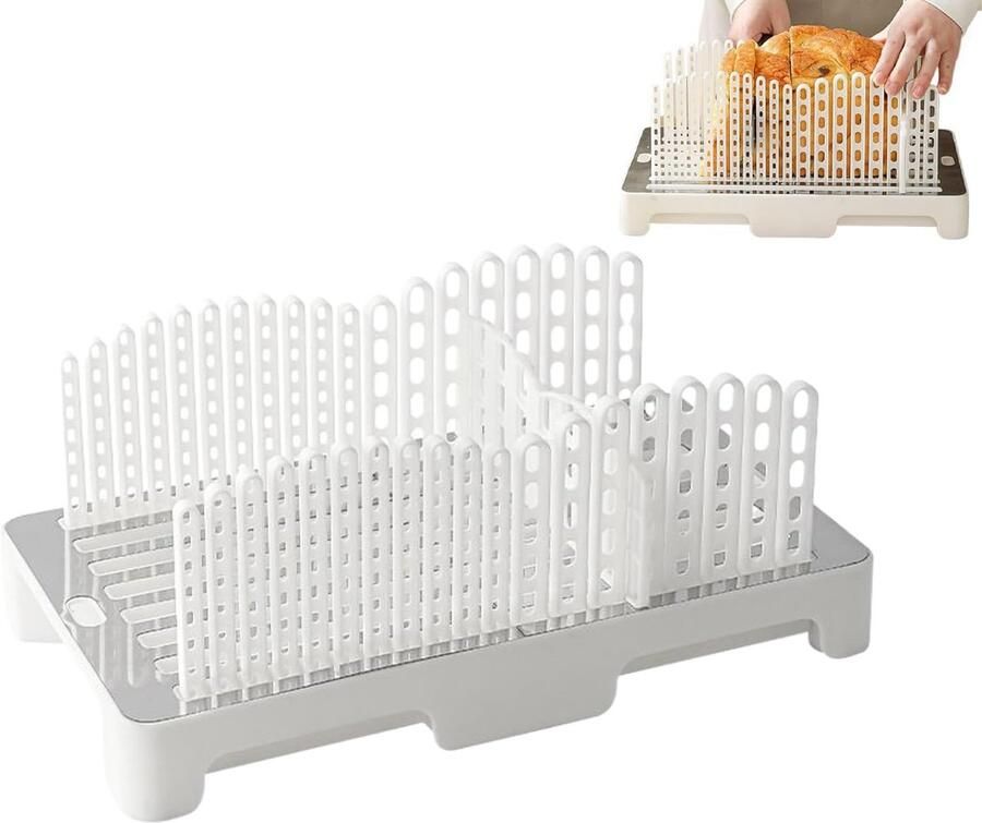 Broodsnijmachine Broodsnijder Kruimelbak Gelijkmatig Brood Snijden Opvouwbaar Compact Ontwerp 35 x 20 x 14.5 cm Wit