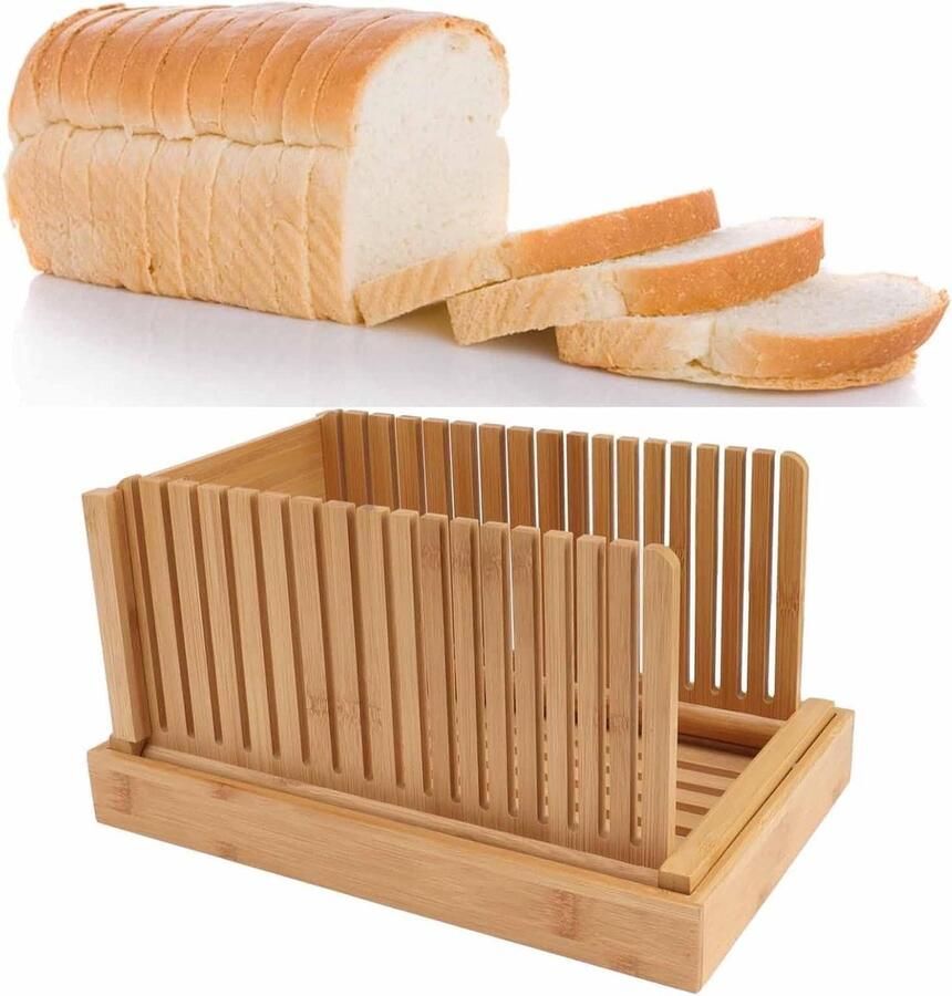 Broodsnijmachine Broodsnijgids Broodschaaf Gelijkmatig Brood Snijden Opvouwbaar Ontwerp Compact Houtkleur