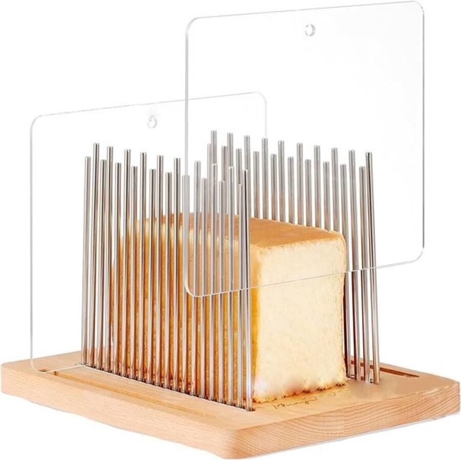 Broodsnijmachine Broodsnijhulp Zelf brood snijden Verstelbare dikte Compact opvouwbaar Bruin