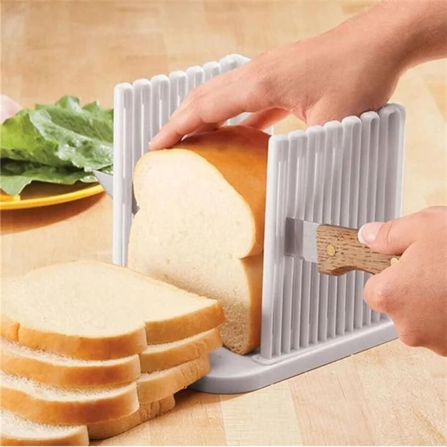 Broodsnijmachine Gids Broodsnijder Gelijkmatig Brood Snijden Verstelbare Dikte 16 x 15 x 14.5 cm Wit