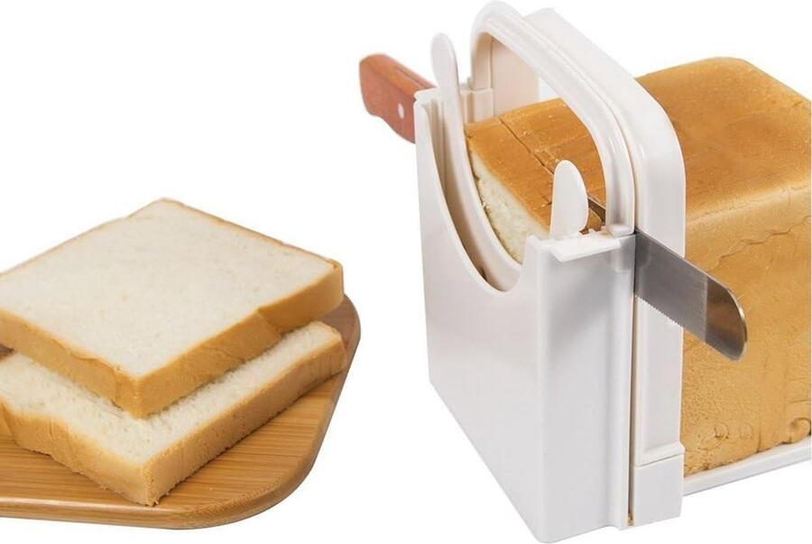 Broodsnijmachine Gids Toast Snijder Gelijkmatig Brood Snijden Opvouwbaar en Verstelbaar 175 x 20 cm Wit