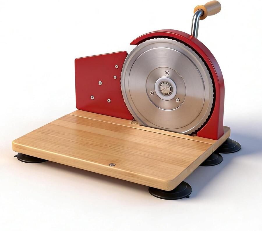 Broodsnijmachine Handmatig Broodsnijder Zuurdesem Gelijkmatig Brood Snijden Verstelbare Dikte 25 x 28 x 19 cm Rood