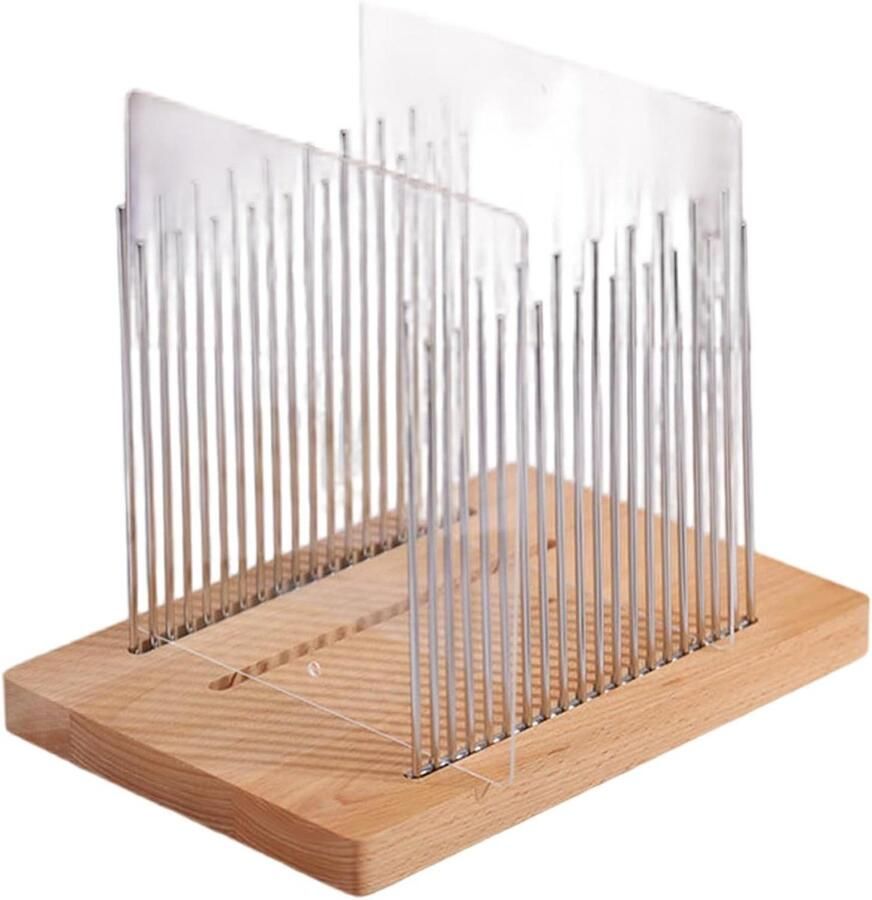 Broodsnijmachine Hout Broodsnijder Gids Zelf Brood Snijden Instelbare Dikte 25x17 cm Bruin