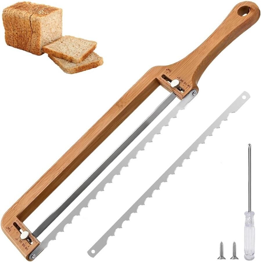 Broodsnijmachine Hout Zuurdesem Snijder Zelf Brood Bakken Verstelbare Dikte 42 Centimeter Houtkleur