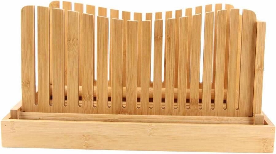 Broodsnijmachine Opvouwbaar Brood Snijder Gelijkmatig Snijden Verstelbare Dikte 33x22x6 cm Natuurlijk Bamboe