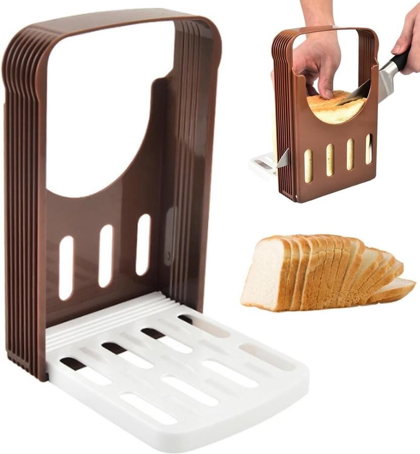Broodsnijmachine Opvouwbaar Brood Snijder Zelf Brood Maken Instelbare Dikte 14.5 x 22.3 cm Donkerbruin