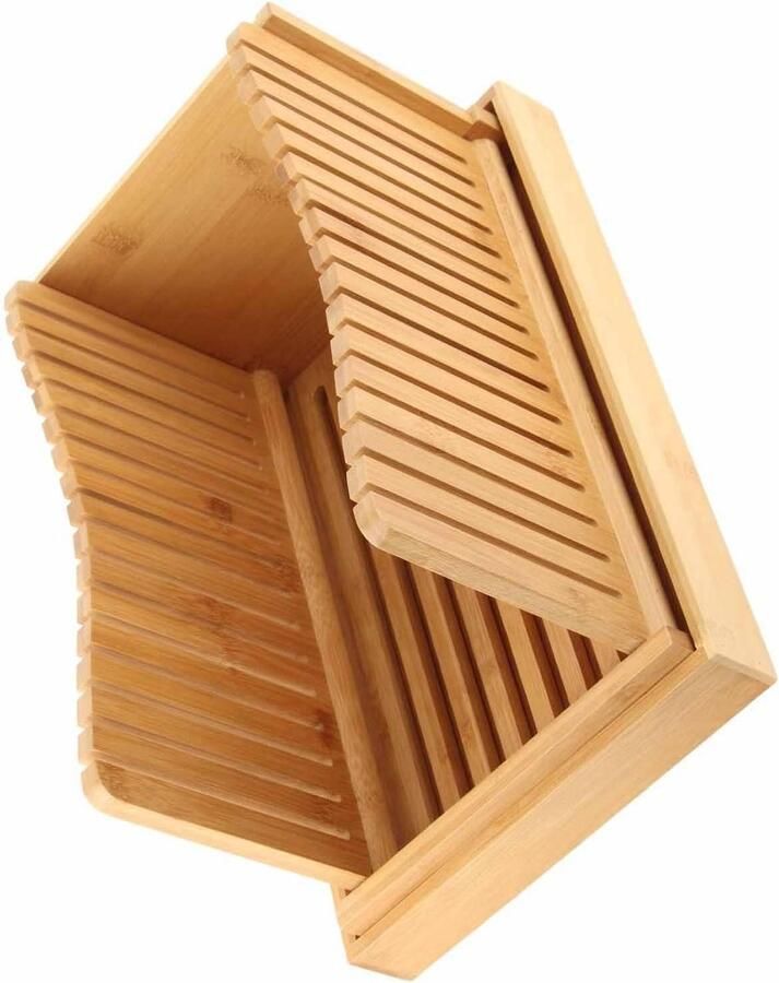 Broodsnijmachine Bamboe Broodsnijder Opvouwbaar Zelf Brood Snijden Met Kruimellade 33x22x6 cm Natuurlijk Bamboe